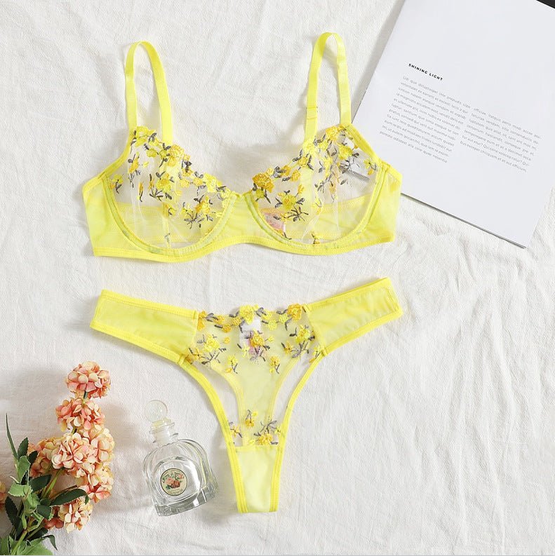 Stop & Stare Sheer Mesh Bra & Thong Lingerie - Sinderella