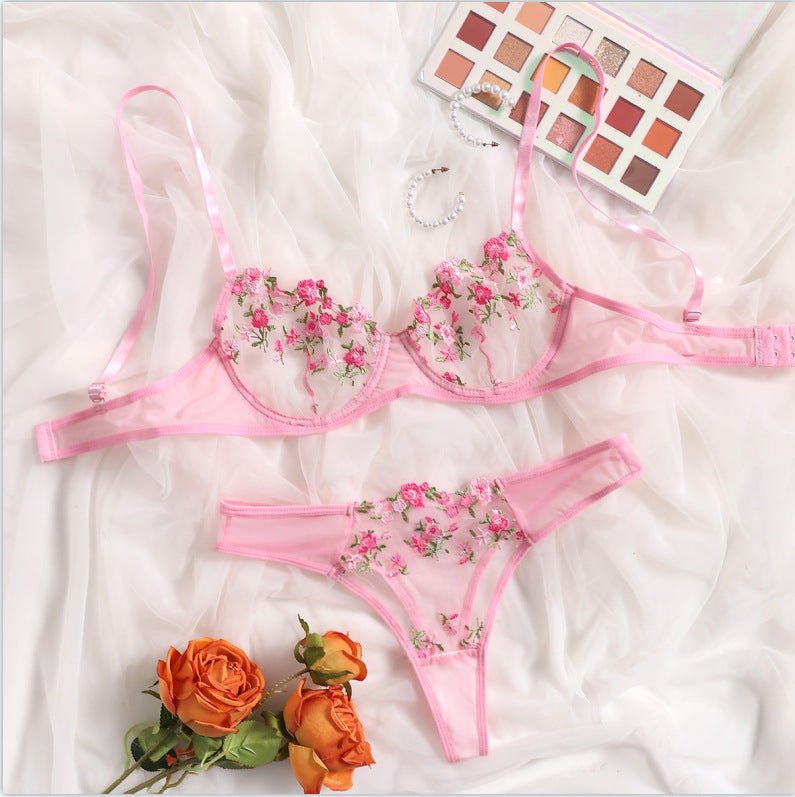 Stop & Stare Sheer Mesh Bra & Thong Lingerie - Sinderella