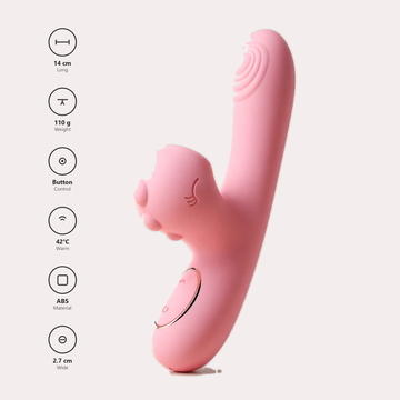 Garmahat specifications: 14 cm long, 110 g, button control, warms to 42°C, ABS, 2.7 cm wide