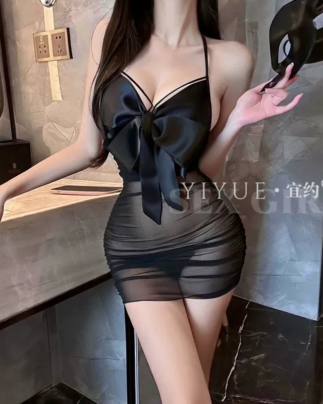 That One White Bow Bodycon Mini Lingerie - Sinderella