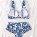 Three Peice Ruffle Trim High Waisted Bikini Set With Tie Around Skirt By Sinderella - Sinderella