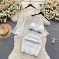 Three Piece Crochet Beach Resort Set - Sinderella