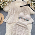 Three Piece Crochet Beach Resort Set - Sinderella