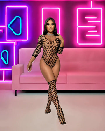 Toxic? No. Iconic Fishnet High - Cut Bodystocking - Sinderella