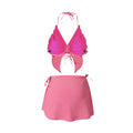 Two Piece Backless SwimWear With Butterfly Top And Short Coverup Skirt - Sinderella