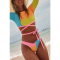 Two Piece Pastel Colors Long Sleeves Swimwear By Sinderella - Sinderella