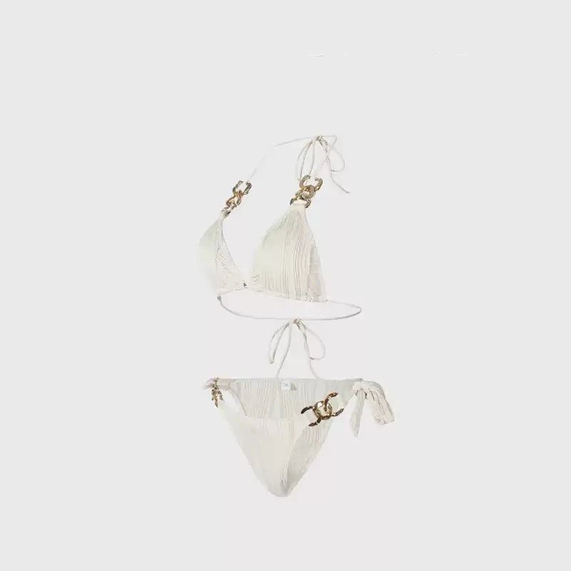 Two Piece Tie Up With Golden Rings Swimwear By Sinderella - Sinderella