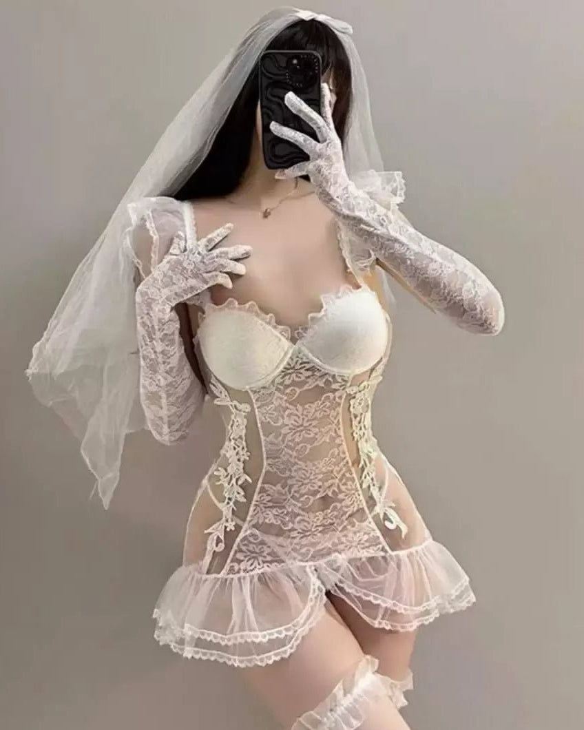 Vow Me Now Lace Corset Lingerie Set - Sinderella