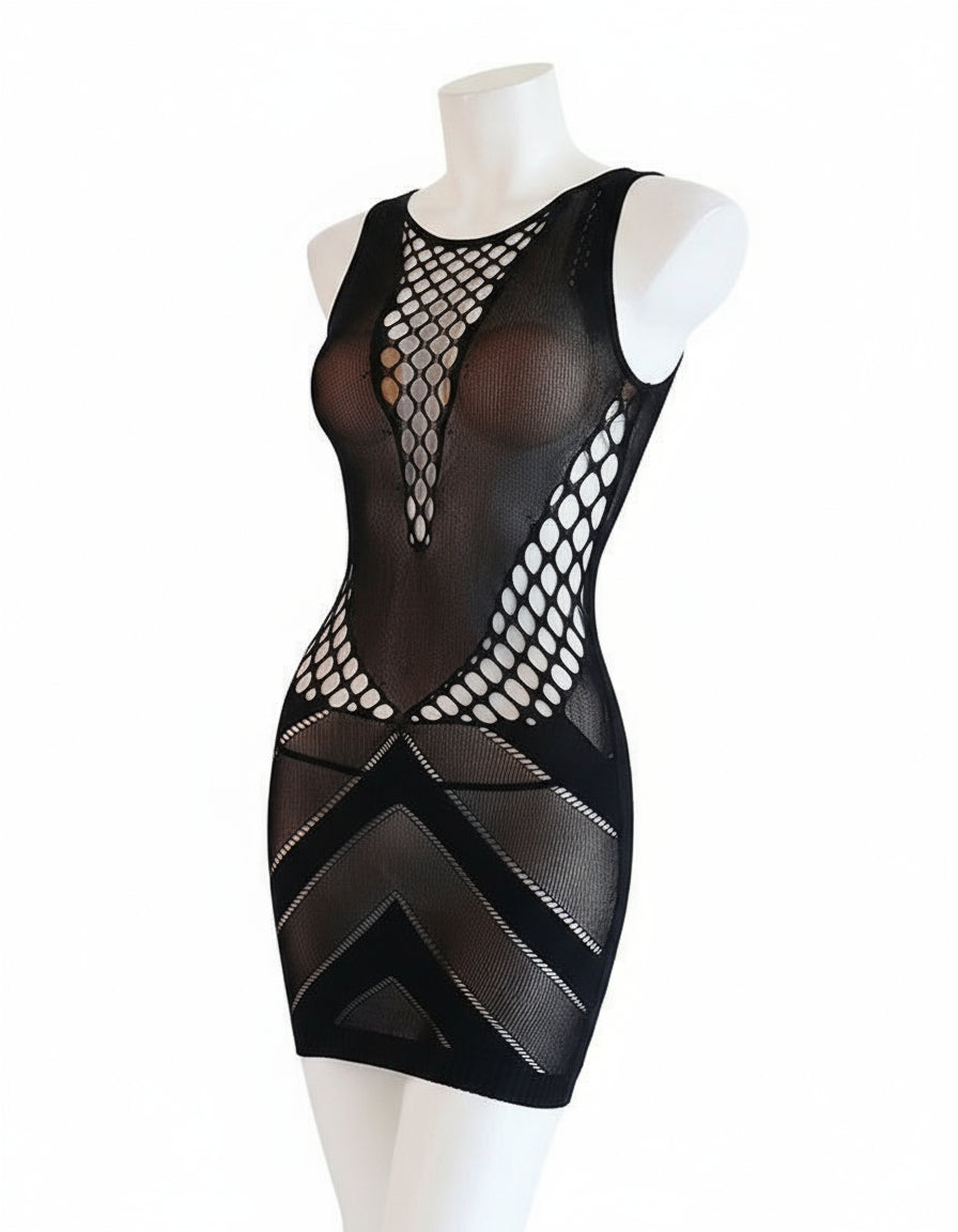 Raga — Patterned Mesh Mini Dress