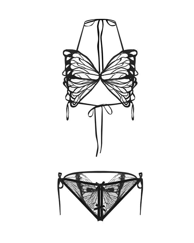 Whitley Two Piece Lace Mesh Lingerie Set - Sinderella