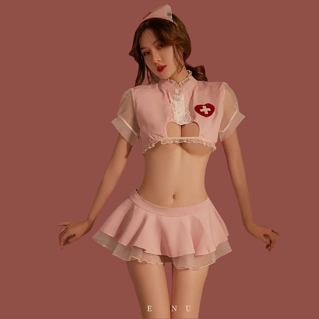 Winnie Nurse Cosplay Lingerie Set with Stockings - Sinderella