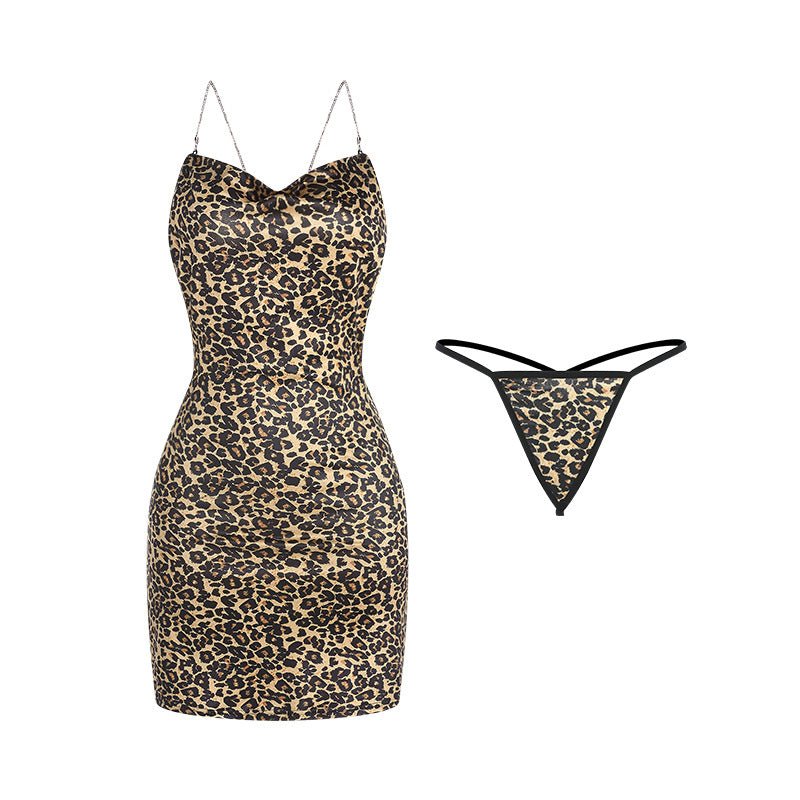 Zaria Leopard Printed Backless Lingerie - Sinderella