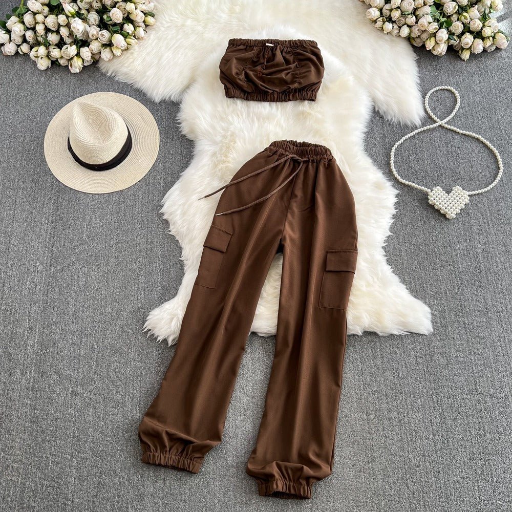 Elegant Womens Two Piece Workwear Set: Ruffled Crop Top, Wide Leg Pants,  Matching Outfits Perfect For Fall And Clubbing From Zhi02, $25.98 |  DHgate.Com