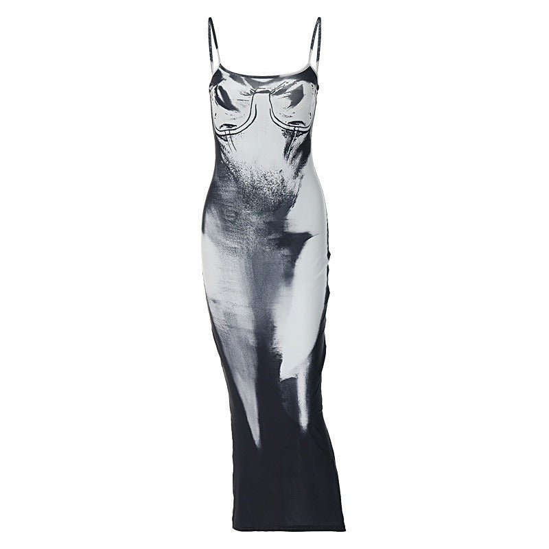 Angelica Printed Bodycon Maxi Dress - Sinderella