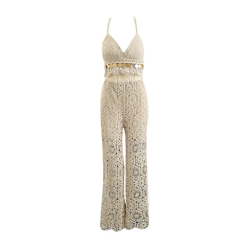 Anya Two Piece Crochet Top Pant Coord Set Sinderella