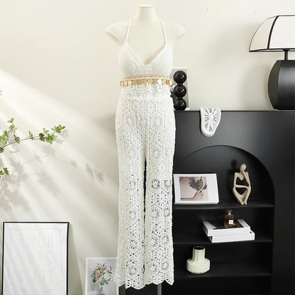 Anya Two Piece Crochet Top Pant Co-ord Set - Sinderella