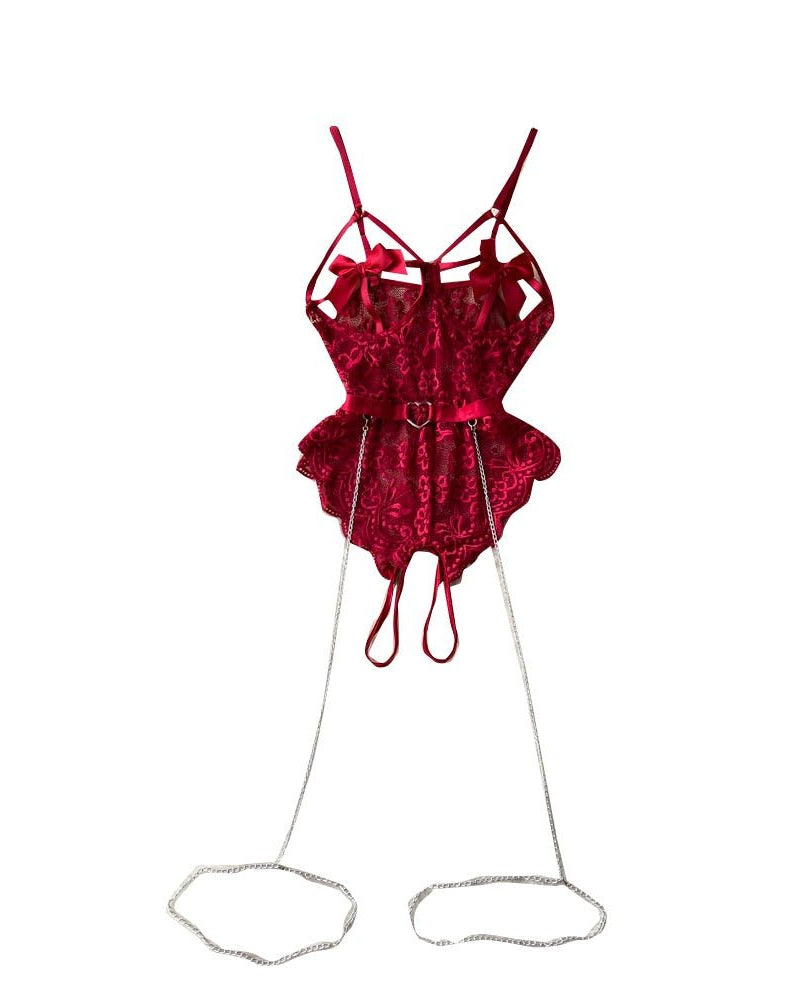 Rimjhim — Lace Teddy with Belt and Garters