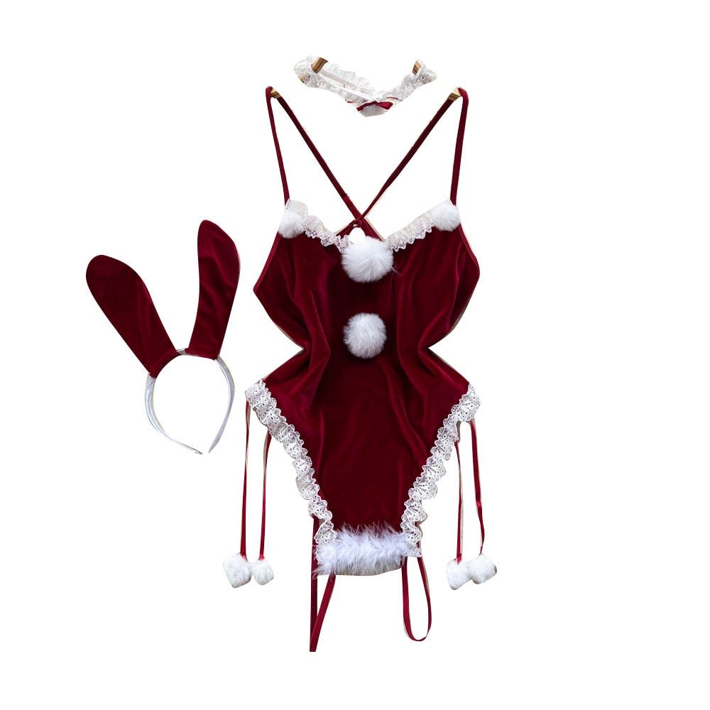 Cheery Velvet Babydoll Lingerie Set - Sinderella