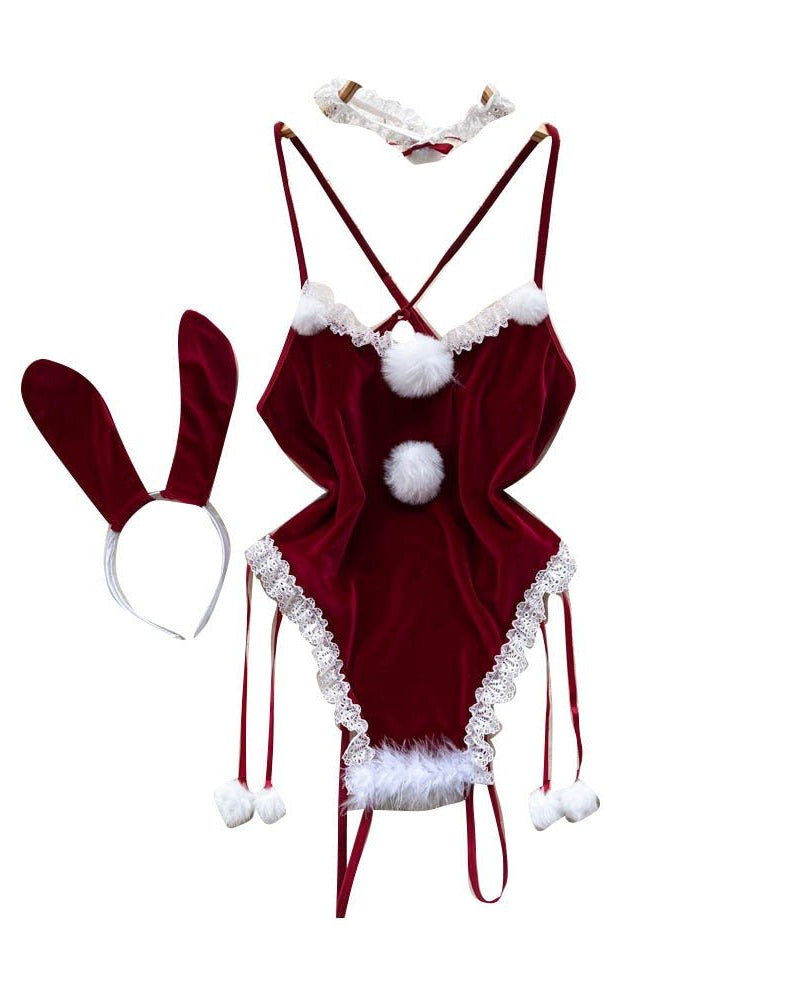Cheery Velvet Babydoll Lingerie Set - Sinderella
