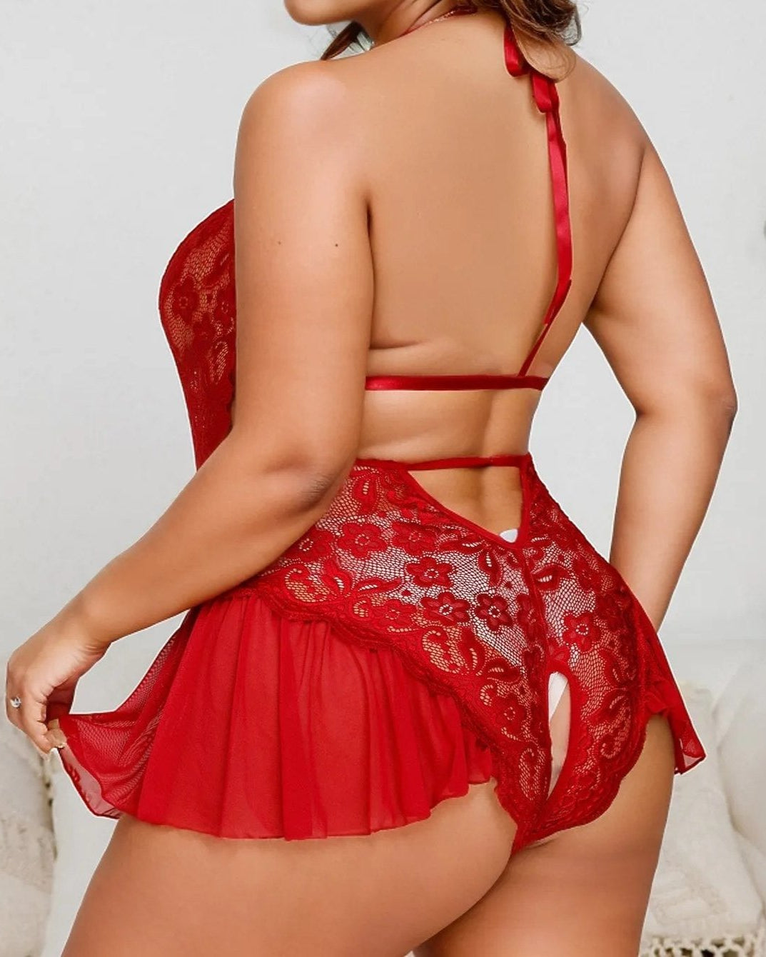 Cielo One Piece Lace Mesh Plus Size Lingerie - Sinderella