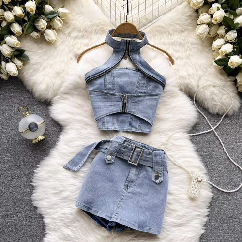 Cora Denim Two Piece Set - Sinderella