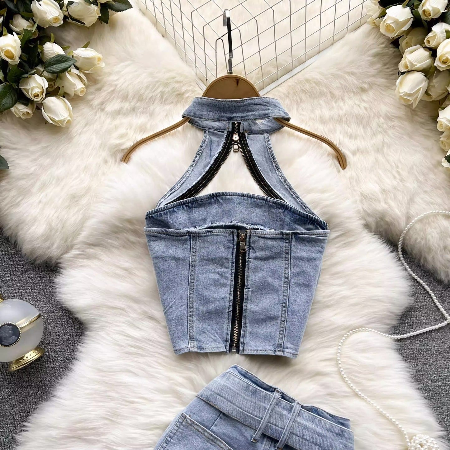 Cora Denim Two Piece Set - Sinderella