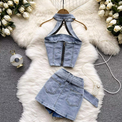 Cora Denim Two Piece Set - Sinderella