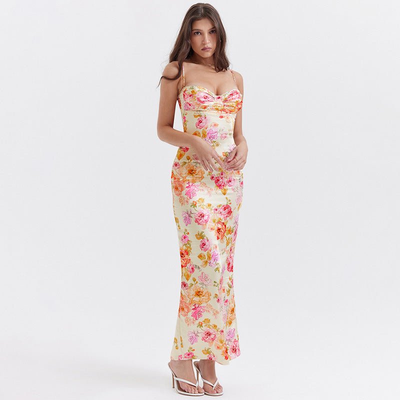 Denver Square Collar Ankle Length Floral Dress - Sinderella