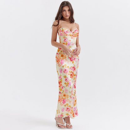 Denver Square Collar Ankle Length Floral Dress - Sinderella