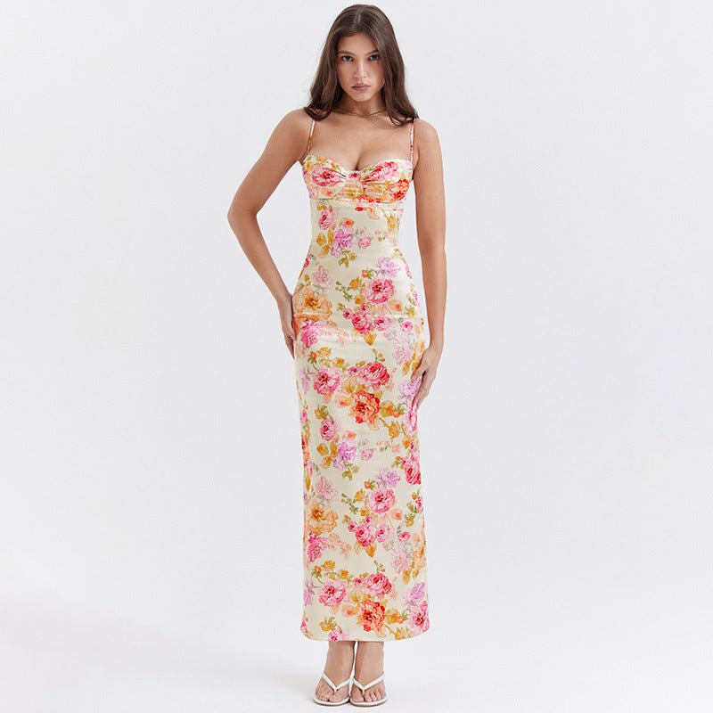 Denver Square Collar Ankle Length Floral Dress - Sinderella