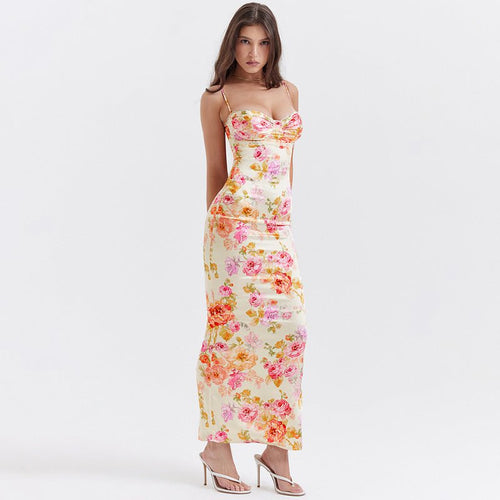 Denver Square Collar Ankle Length Floral Dress - Sinderella