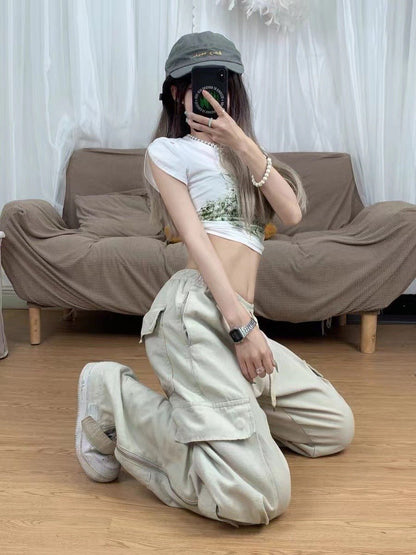 Ellen Low Waist Y2K Cargo Pants - Sinderella