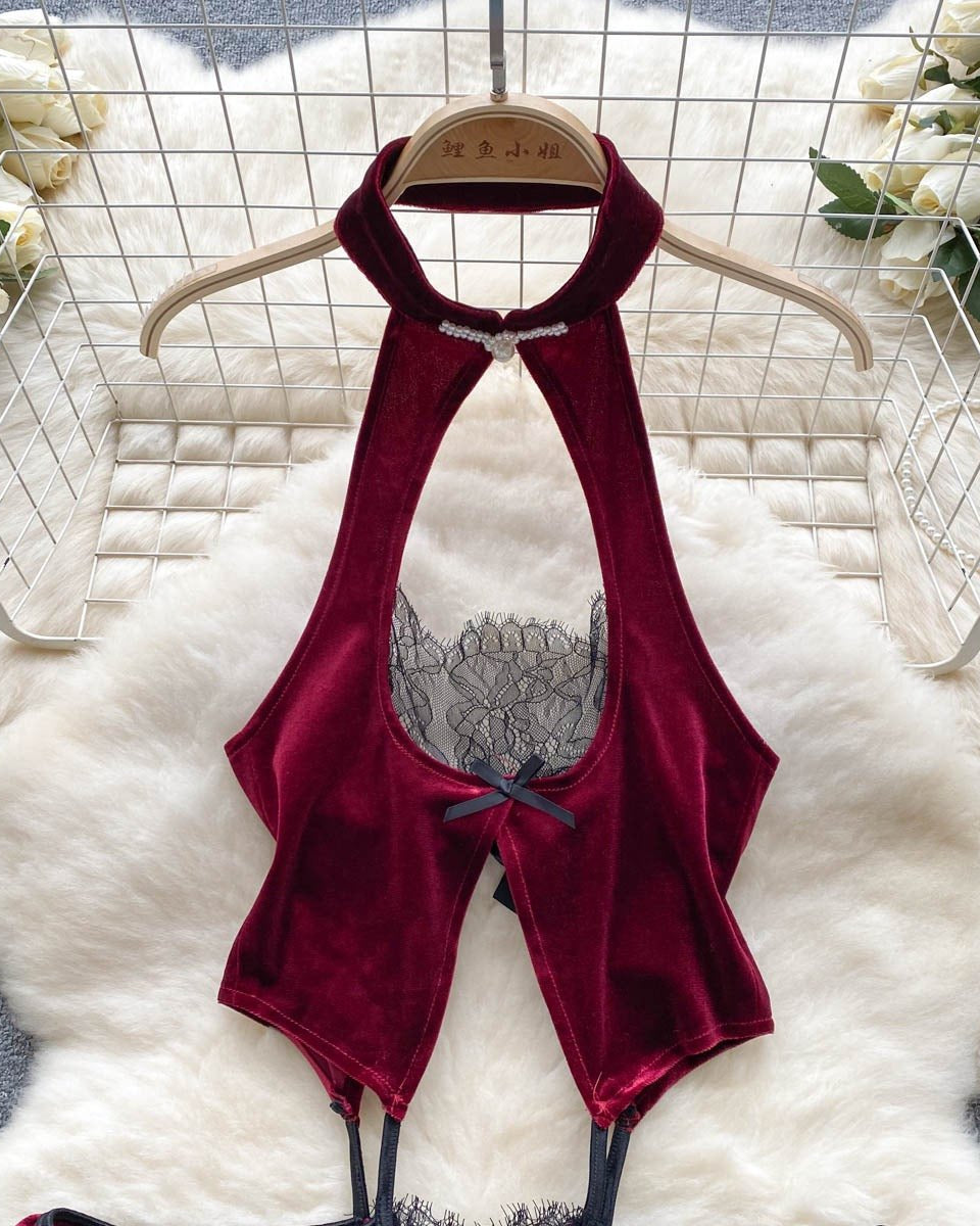 Emerald Velvet Babydoll Lingerie - Sinderella
