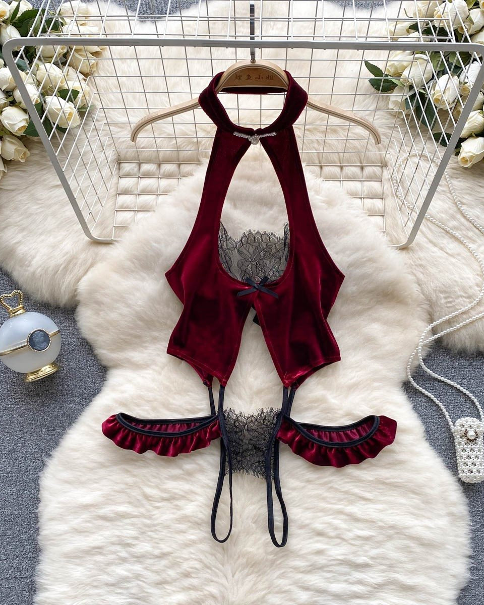 Emerald Velvet Babydoll Lingerie - Sinderella