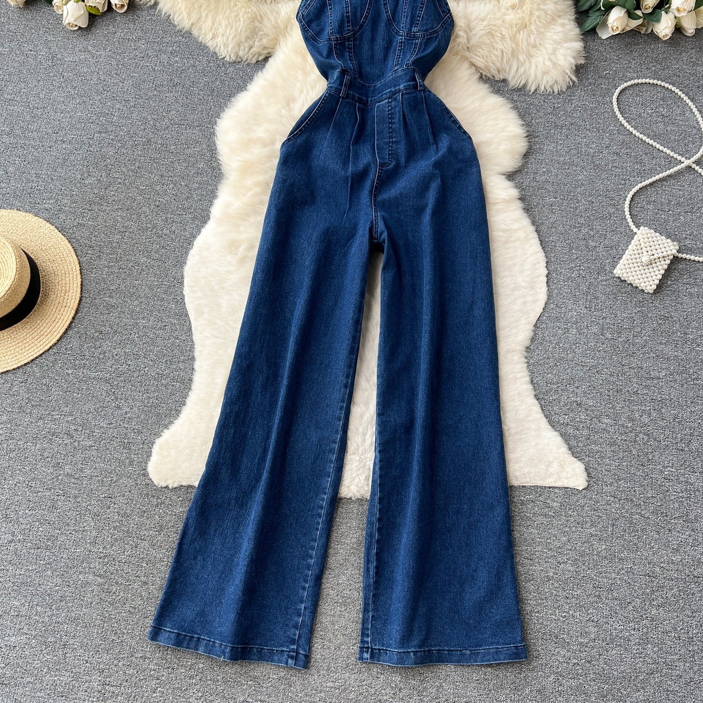 Emerie Denim Wide Bottom Jumpsuit - Sinderella