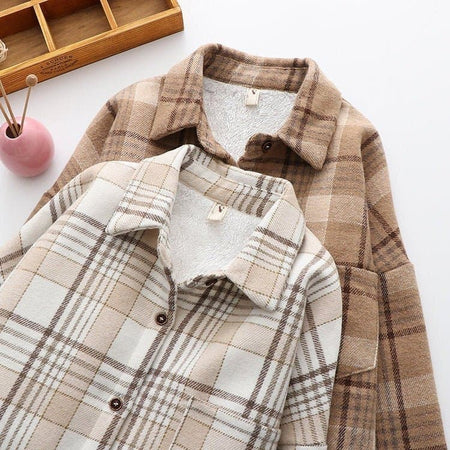 Gianna Woolen Plaid Warm Shirt - Sinderella