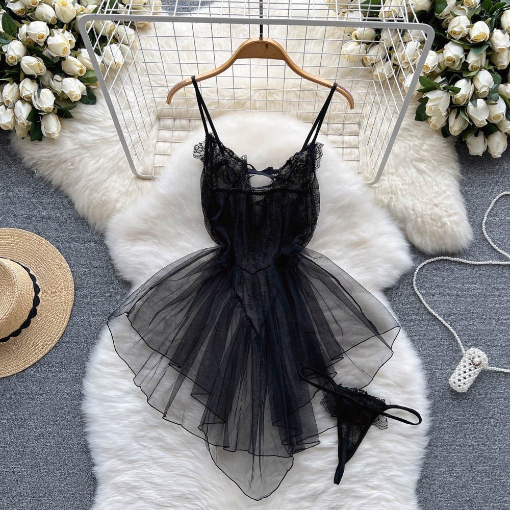 Hannya Two Piece Lace Mesh Lingerie - Sinderella
