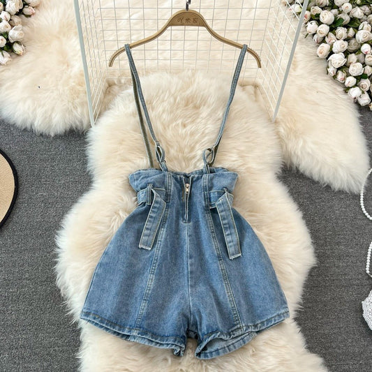 Harper Denim Strap Shorts - Sinderella