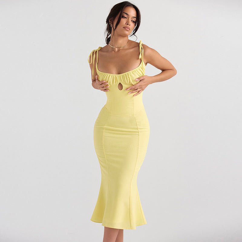 Jazmine Square Collar Bodycon FIshtail Dress - Sinderella