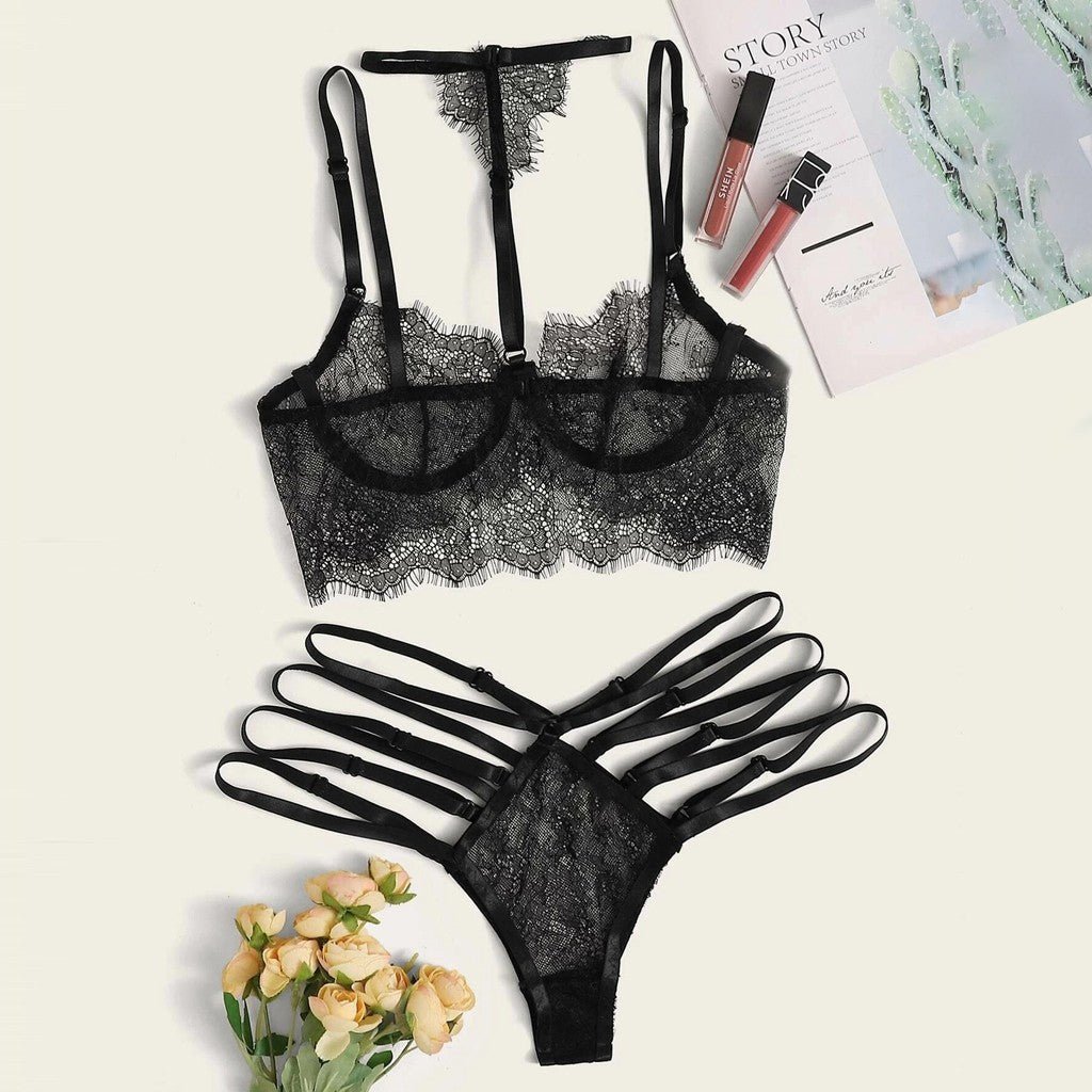 Lamia Two Piece Sheer Lingerie Set - Sinderella