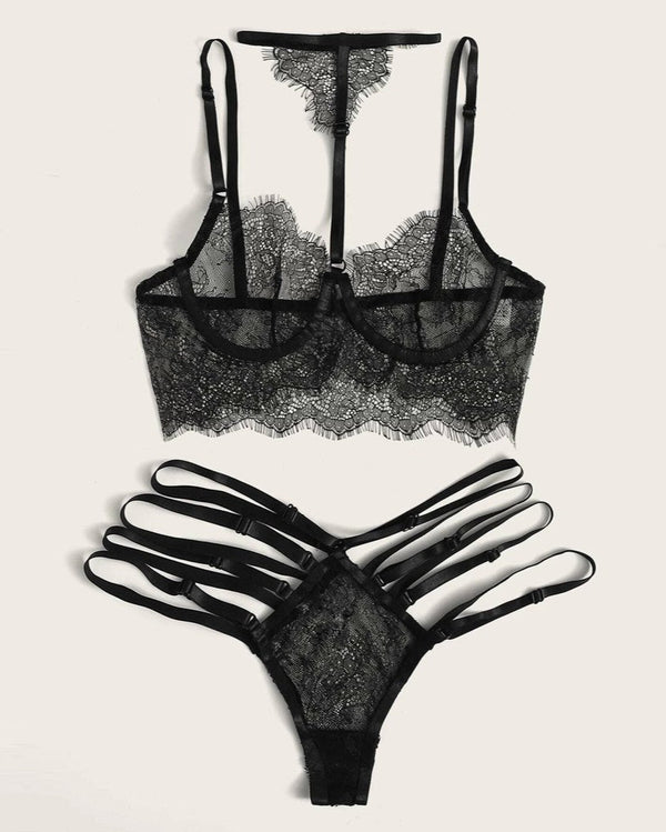 Lamia Two Piece Sheer Lingerie Set - Sinderella