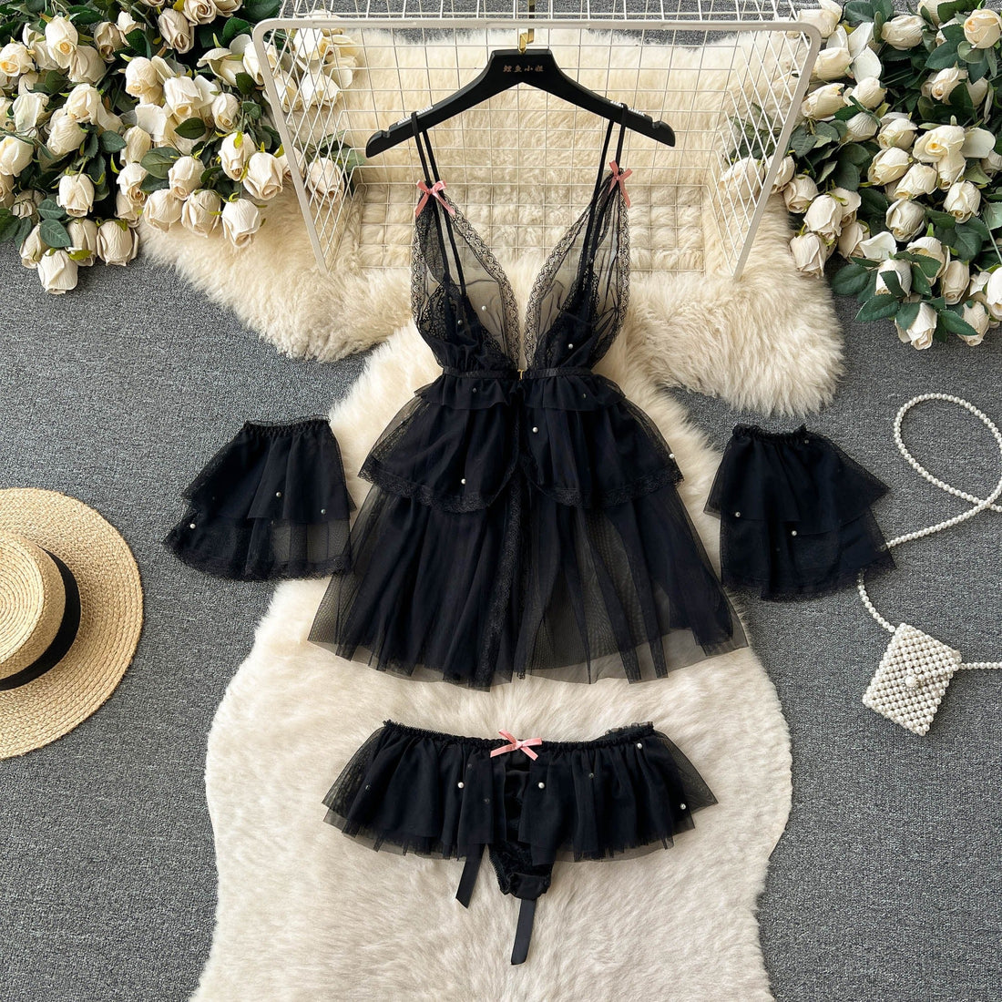 Lydia Two Piece Lace Mesh Intimate Lingerie - Sinderella