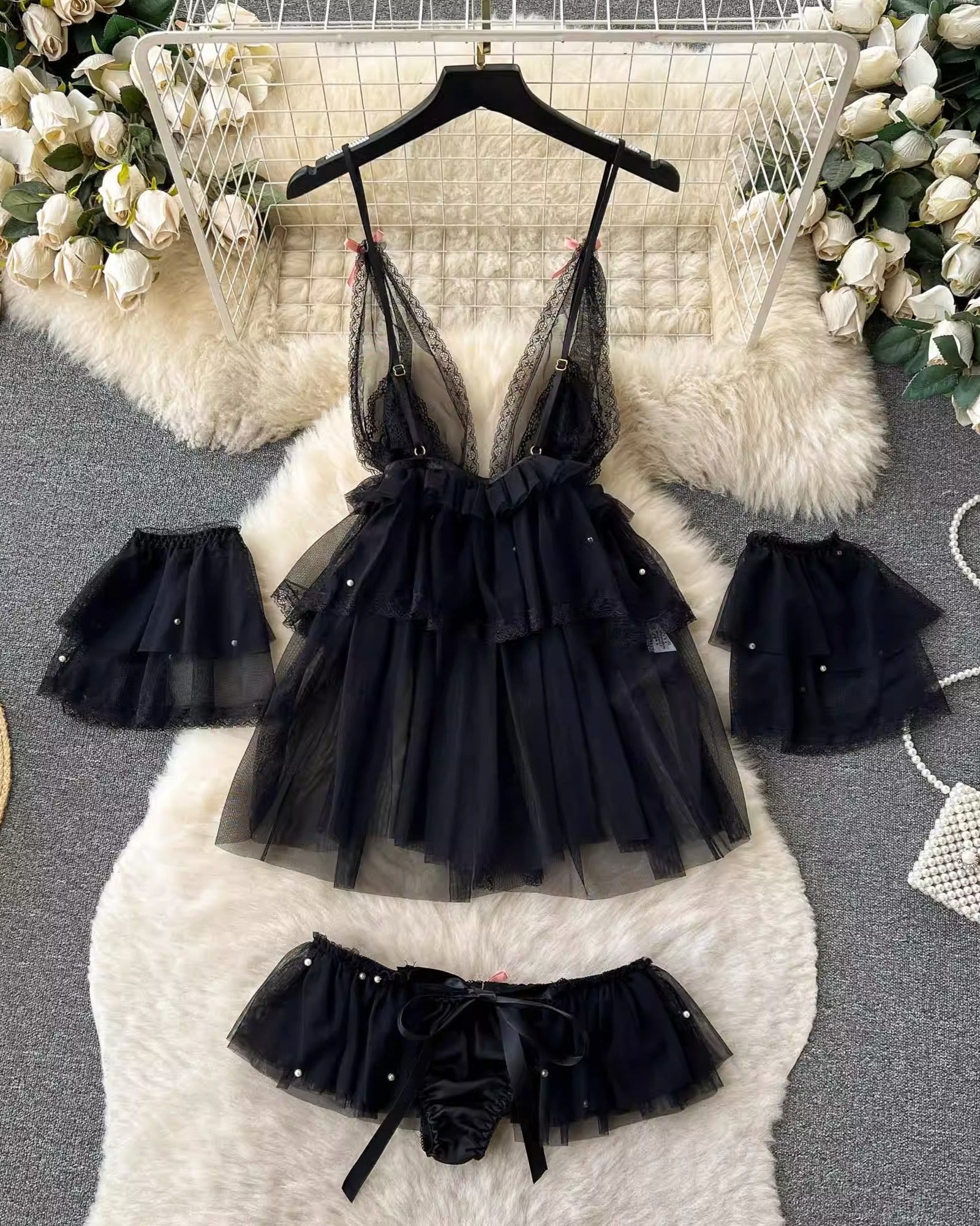 Lydia Two Piece Lace Mesh Intimate Lingerie - Sinderella