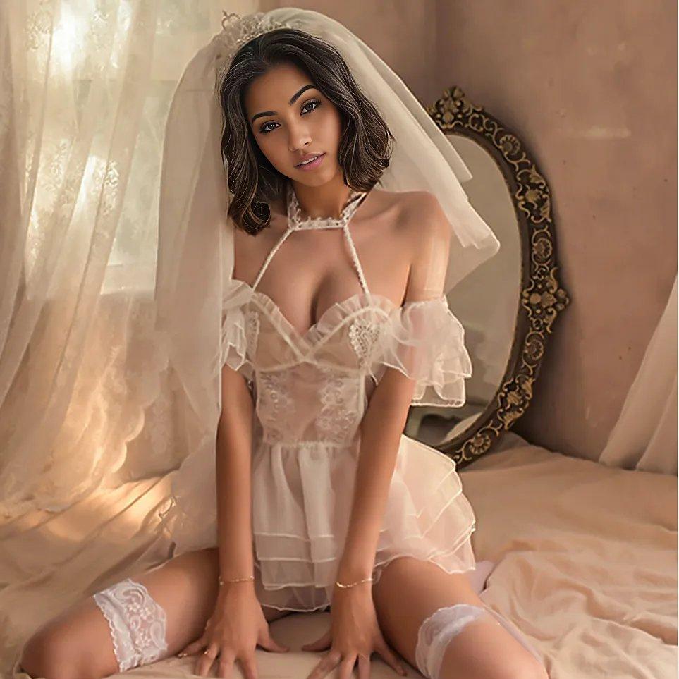 Maren Mesh Sheer Bridal Babydoll Lingerie Set - Sinderella