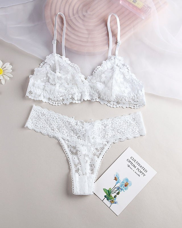 Naomi Two Piece Floral Lace Mesh Lingerie Set - Sinderella