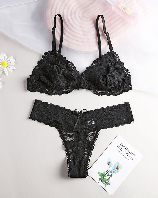 Naomi Two Piece Floral Lace Mesh Lingerie Set - Sinderella