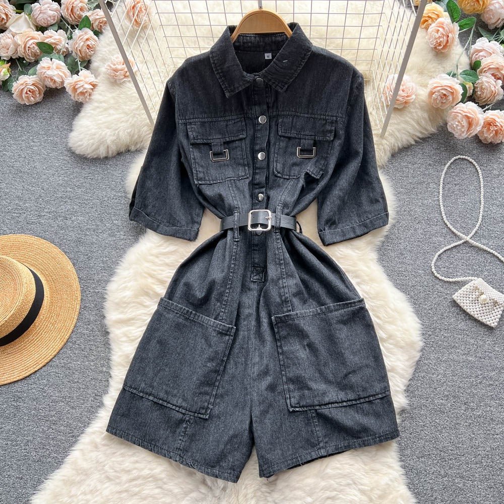 Natalie Denim Short Romper Dress - Sinderella