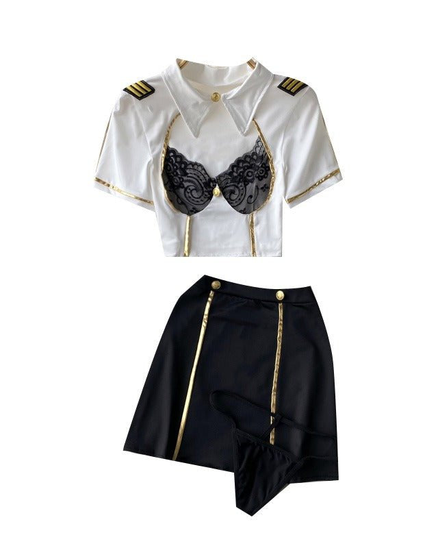 Be the Captain of His Fantasy – 4 Piece Set with Skirt, Panty & Headpiece