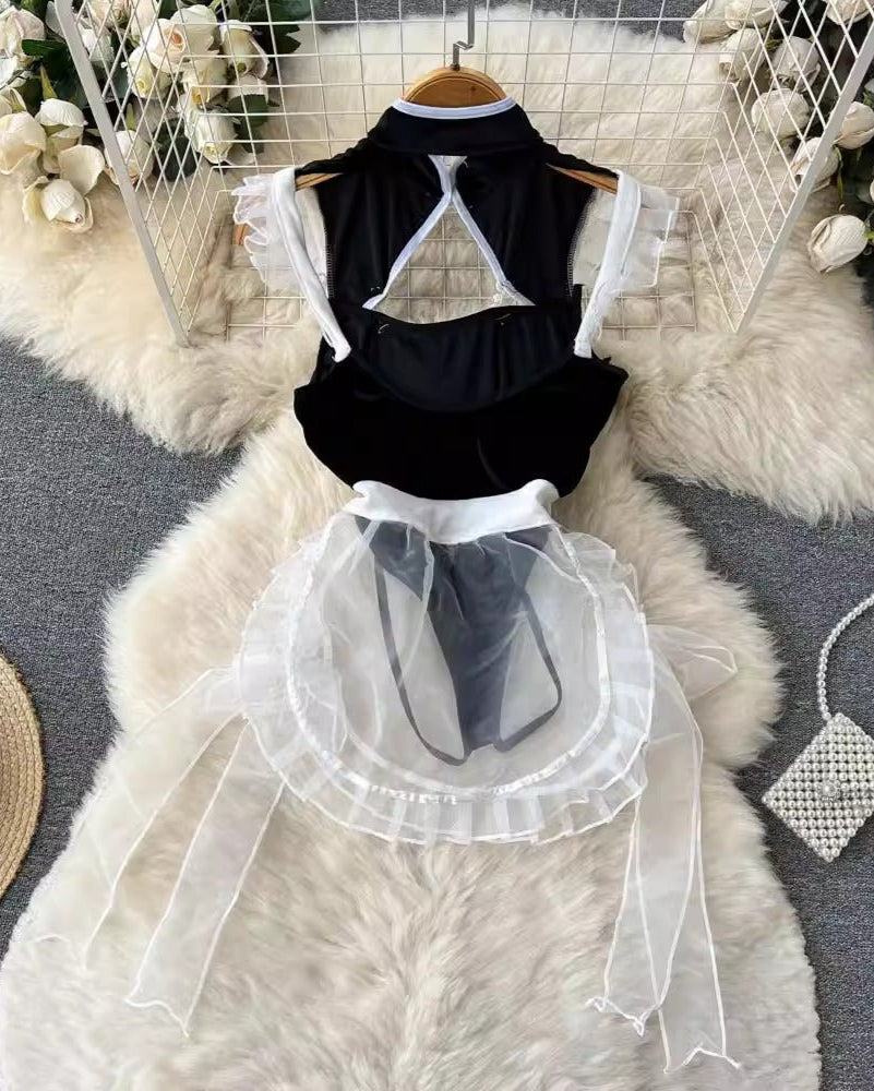 Pandora Velvet Mesh Lingerie Set - Sinderella