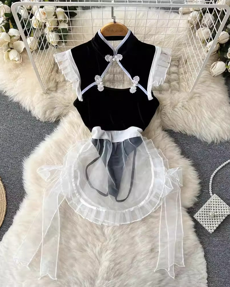 Pandora Velvet Mesh Lingerie Set - Sinderella
